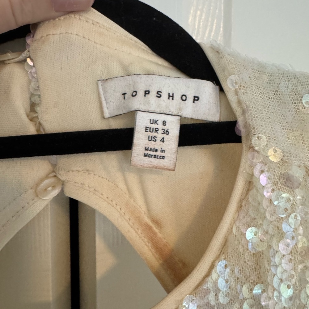 Topshop maxi sequin dress in ivory size US 4 - Picture 6 of 6
